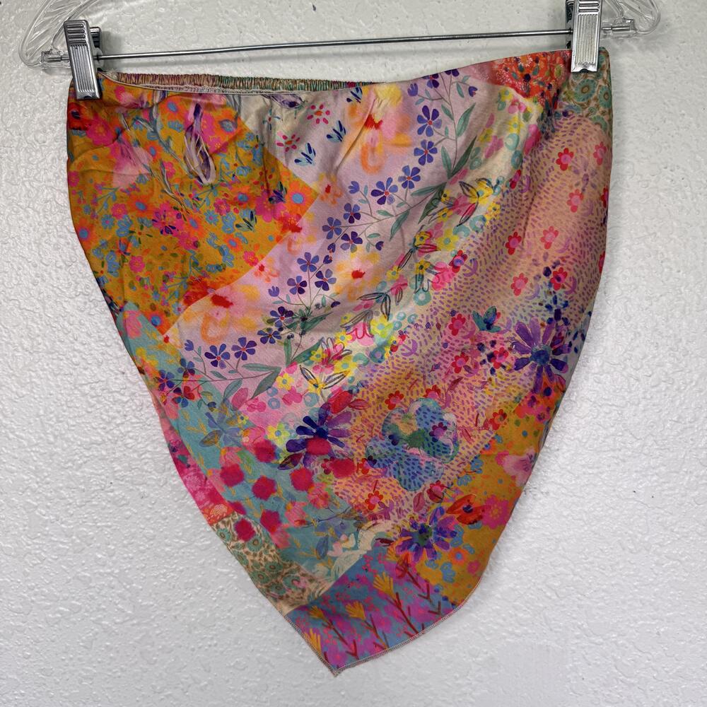 Natural Life Tank Top Womens Large Floral Bandana Cropped Boho Smocked Festival
